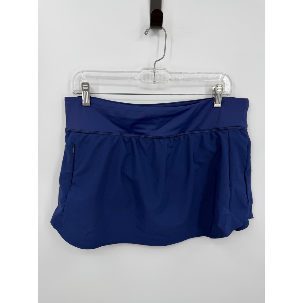 Title Nine‎ Wahine swim Skort Active Skirt Womens L Blue Athletic Zipper Pocket